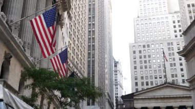 New York, Birleşik Devletler. Aşağı Manhattan Mali Bölgesi Şehir Mimarisi. Amerikan Borsası binası, ABD Borsası.