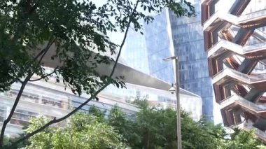 New York, Birleşik Devletler. Hudson Yards kentsel mimarisi Chelsea, Manhattan Midtown, NYC, ABD 'de. Yeni modern gökdelenler, Amerikan iş binaları ve gayrimenkul. Sanat simgesi