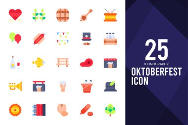 25 Oktoberfest Flat icon pack. vector illustration.