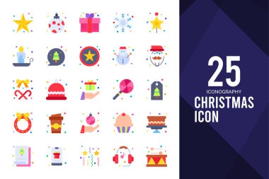 25 Christmas Flat icon pack. vector illustration.