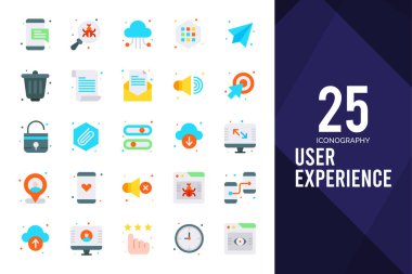 25 User Experience Flat icon pack. vector illustration.