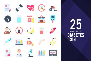 25 Diabetes Flat icon pack. vector illustration.