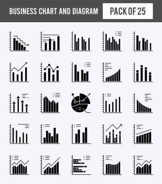 25 Business Chart and Diagram Glyph icon pack. vector illustration.