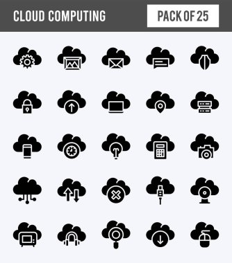 25 Cloud Computing Glyph icon pack. vector illustration.