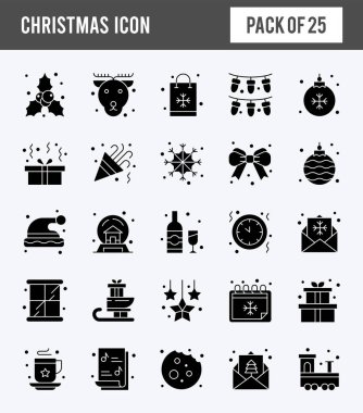 25 Christmas Glyph icon pack. vector illustration.