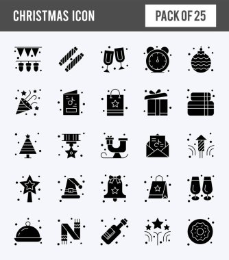 25 Christmas Glyph icon pack. vector illustration.