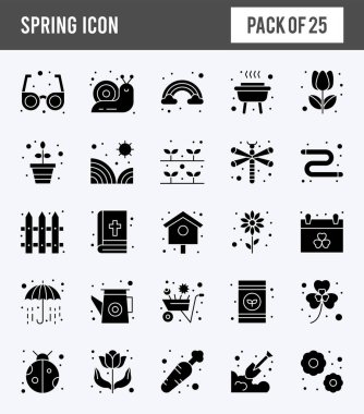 25 Spring Glyph icon pack. vector illustration.