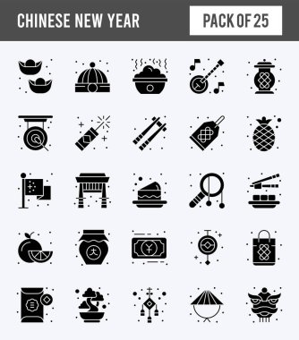 25 Chinese New Year  Glyph icon pack. vector illustration.