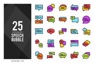 25 Speech Bubble Lineal Color icon pack. vector illustration.