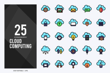 25 Cloud Computing Lineal Color icon pack. vector illustration.