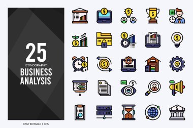 25 Business Analysis Lineal Color icon pack. vector illustration.