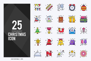 25 Christmas Lineal Color icon pack. vector illustration.