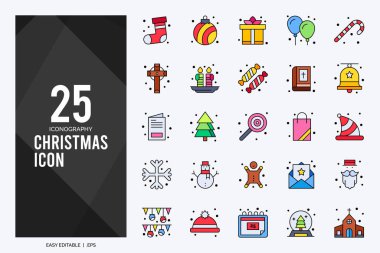 25 Christmas Lineal Color icon pack. vector illustration.