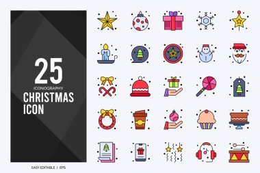 25 Christmas Lineal Color icon pack. vector illustration.