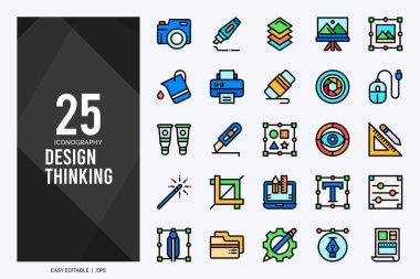 25 Design Thinking Lineal Color icon pack. vector illustration.