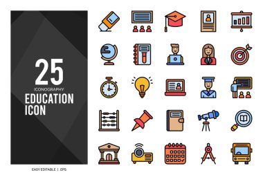 25 Education Lineal Color icon pack. vector illustration.