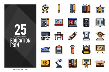 25 Education Lineal Color icon pack. vector illustration.