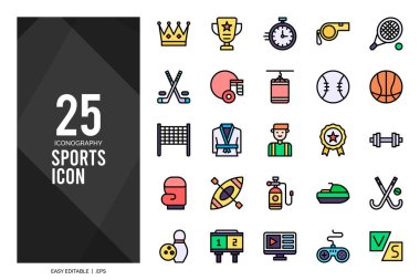 25 Sports Lineal Color icon pack. vector illustration.