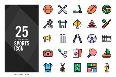 25 Sports Lineal Color icon pack. vector illustration.