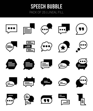 25 Speech Bubble Lineal Fill icons Pack vector illustration.