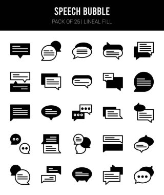 25 Speech Bubble Lineal Fill icons Pack vector illustration.