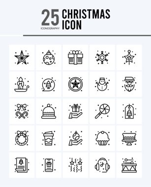 25 Christmas Outline icons Pack vector illustration.