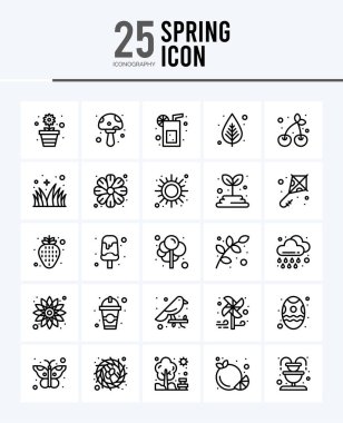 25 Spring Outline icons Pack vector illustration.