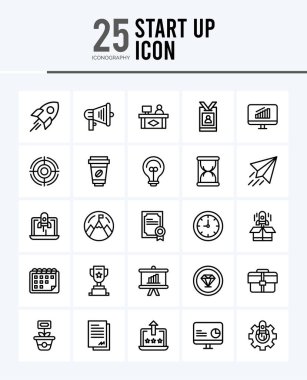 25 Start up Outline icons Pack vector illustration.