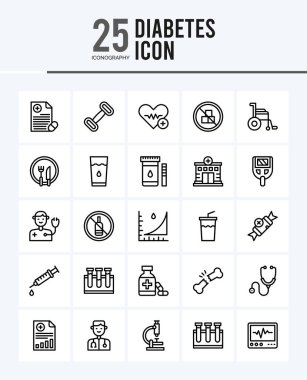 25 Diabetes Outline icons Pack vector illustration.