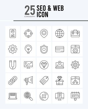 25 SEO & WEB Outline icons Pack vector illustration.
