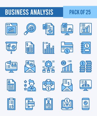 25 Business Analysis. Two Color icons Pack. vector illustration.