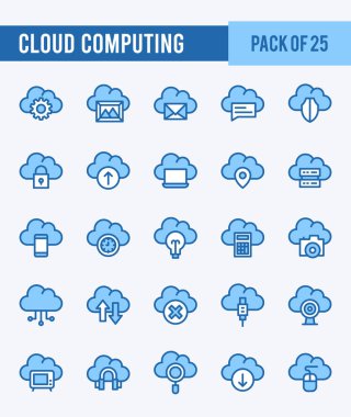 25 Cloud Computing. Two Color icons Pack. vector illustration.