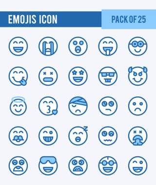 25 Emojis. Two Color icons Pack. vector illustration.