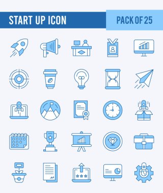 25 Start up. Two Color icons Pack. vector illustration.