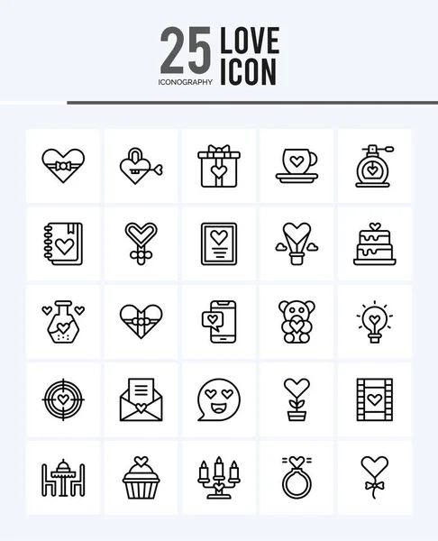 Love Outline Icons Pack Vector Illustration Stok Illüstrasyon