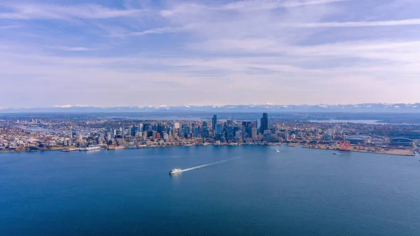 Veduta Aerea Seattle Washington Elliot Bay Una Giornata Sole Nel — Foto Stock