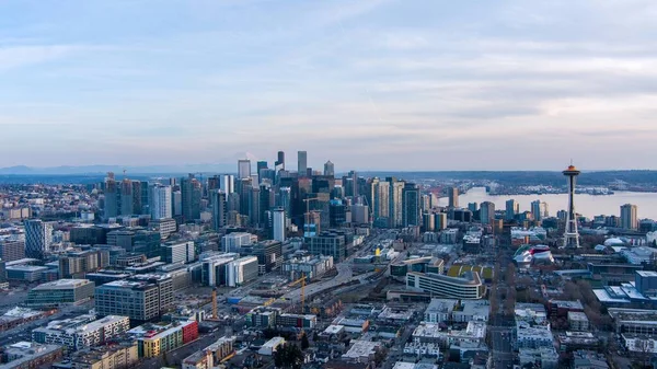 Вид Воздуха Сиэтл Вашингтон Гору Рейнир Закате Марте 2023 Года — стоковое фото