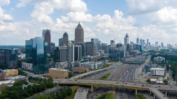 stock image Aerial view of the city of Atlanta, Georgia and interstate 75 & 85