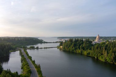 Aerial view of Olympia, Washington at sunset in June clipart
