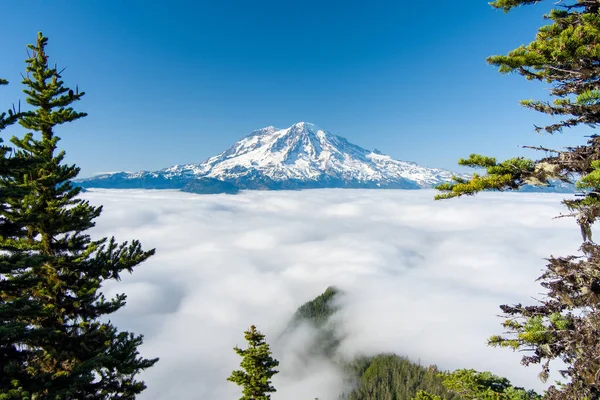 2023年6月の雲の上の高岩展望台とレイニア山 — ストック写真