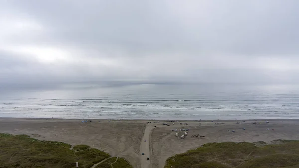 Yağmurlu Bir Yaz Gününde Washington Ocean Shores Taki Sahilin Havadan — Stok fotoğraf