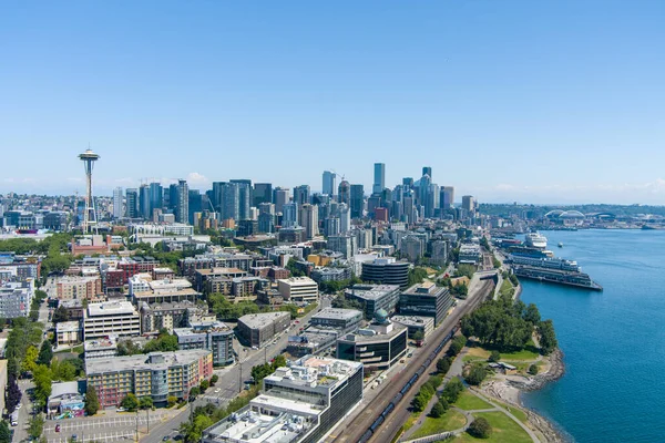 Downtown Seattle Washington Waterfront Panorama — Stock fotografie