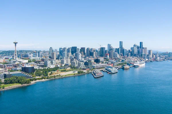 Seattle Washington Waterfront Panorama Slunečného Letního Dne — Stock fotografie