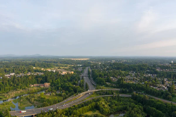 Luchtfoto Van Tumwater Washington Bij Zonsondergang Juni — Stockfoto