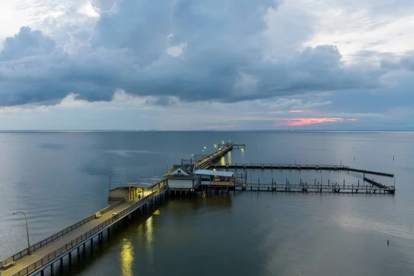 Luftaufnahme Des Fairhope Pier Bei Sonnenuntergang Der Ostufer Der Mobile — Stockfoto