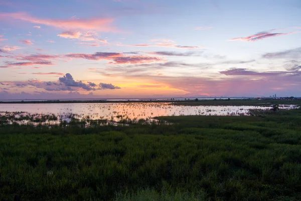 Mobile Bay, Alabama 'nın İHA fotoğrafçılığı Eylül' de gün batımında