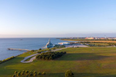 Ekim 2023 'te USS Alabama Savaş Gemisi Parkı' nın hava görüntüsü.