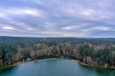 Aralık ayında Tolmie State Park, Olympia, Washington 'ın hava manzarası