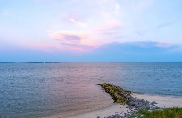 stock image Aerial view of Dauphin Island, Alabama at sunset in June