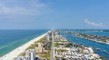 Aerial view of Ono Island, Alabama and Perdido Key, Florida on a summer day clipart